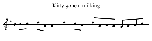 Kitty gone a milking - staff notation