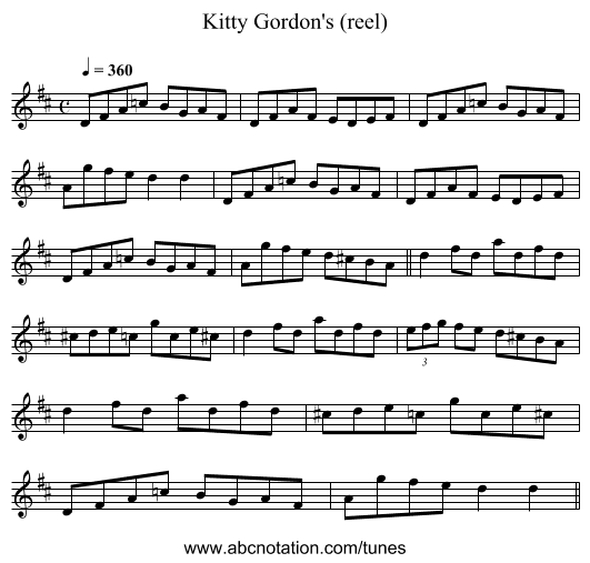 Kitty Gordon's (reel) - staff notation