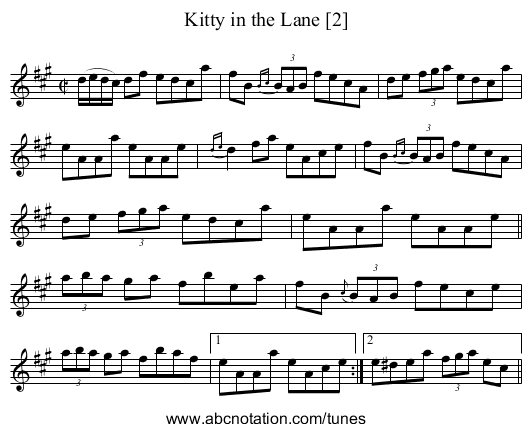 Kitty in the Lane [2] - staff notation