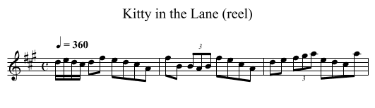 Kitty in the Lane (reel) - staff notation