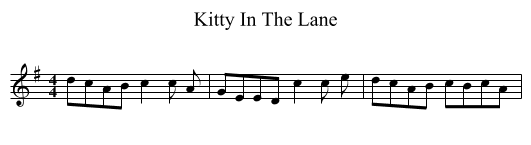 Kitty In The Lane - staff notation