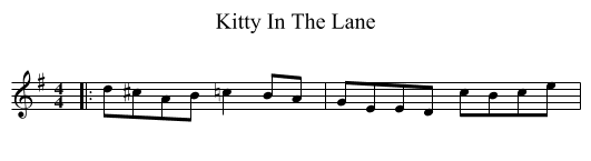 Kitty In The Lane - staff notation