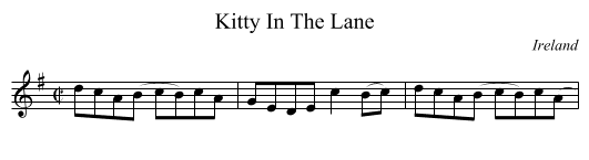 Kitty In The Lane - staff notation