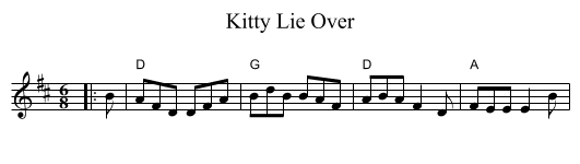 Kitty Lie Over - staff notation