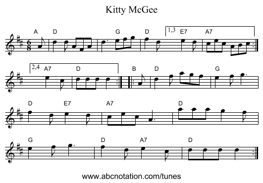 Kitty McGee - staff notation