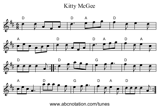 Kitty McGee - staff notation