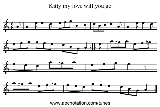 Kitty my love will you go - staff notation