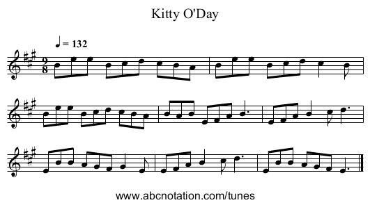 Kitty O'Day - staff notation