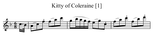 Kitty of Coleraine [1] - staff notation