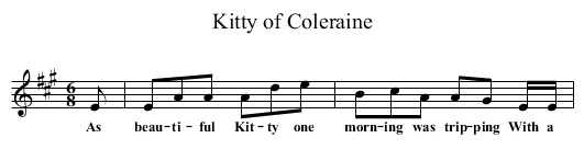 Kitty of Coleraine - staff notation