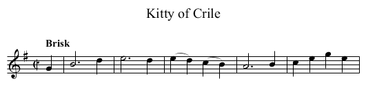 Kitty of Crile - staff notation