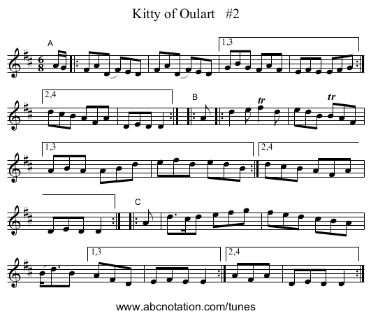 Kitty of Oulart   #2 - staff notation