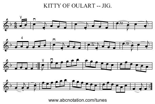 KITTY OF OULART -- JIG. - staff notation
