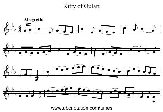 Kitty of Oulart - staff notation
