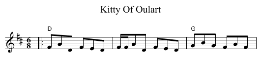 Kitty Of Oulart - staff notation
