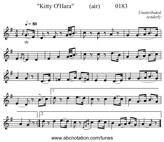 Kitty O'Hara          (air)          0183 - staff notation