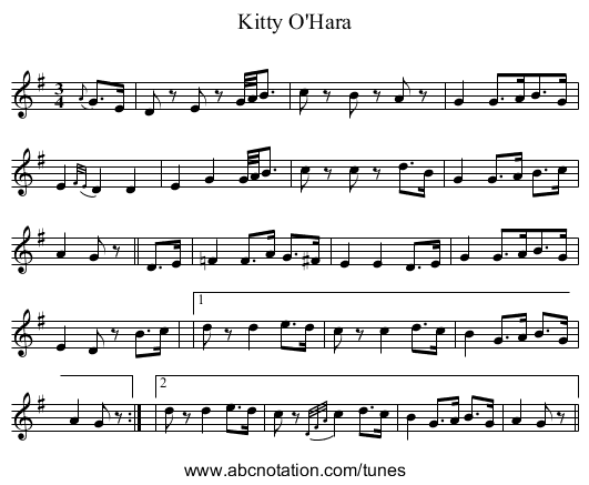 Kitty O'Hara - staff notation