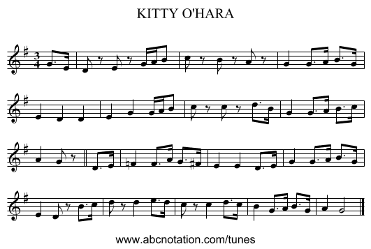 KITTY O'HARA - staff notation