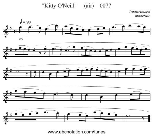Kitty O'Neill     (air)    0077 - staff notation