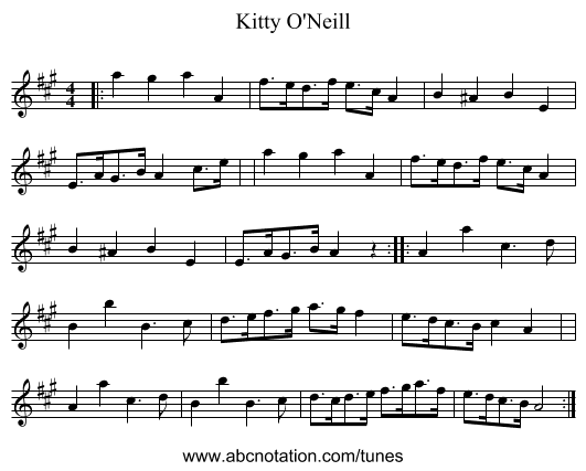 Kitty O'Neill - staff notation