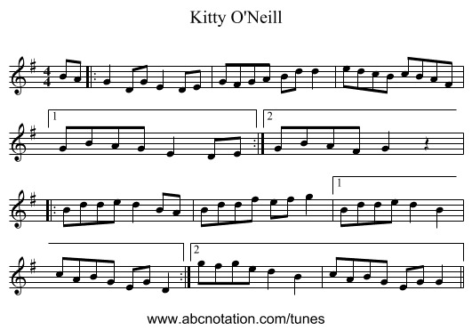 Kitty O'Neill - staff notation