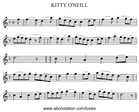 KITTY O'NEILL - staff notation