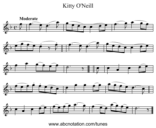 Kitty O'Neill - staff notation