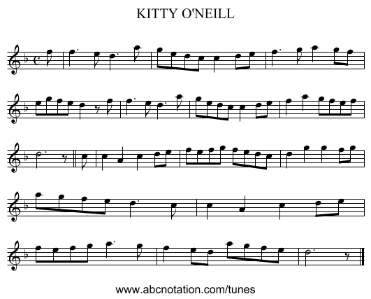 KITTY O'NEILL - staff notation