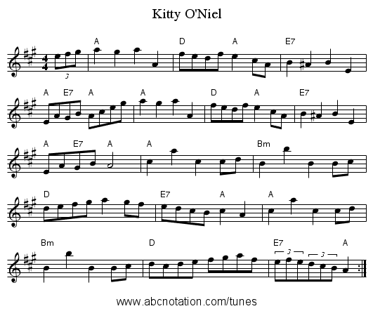 Kitty O'Niel - staff notation