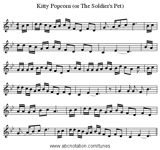 Kitty Popcorn (or The Soldier's Pet) - staff notation