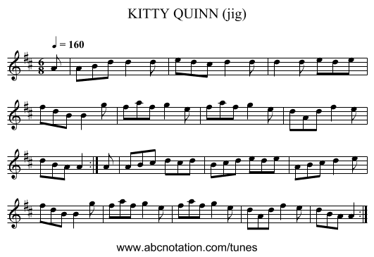 KITTY QUINN (jig) - staff notation