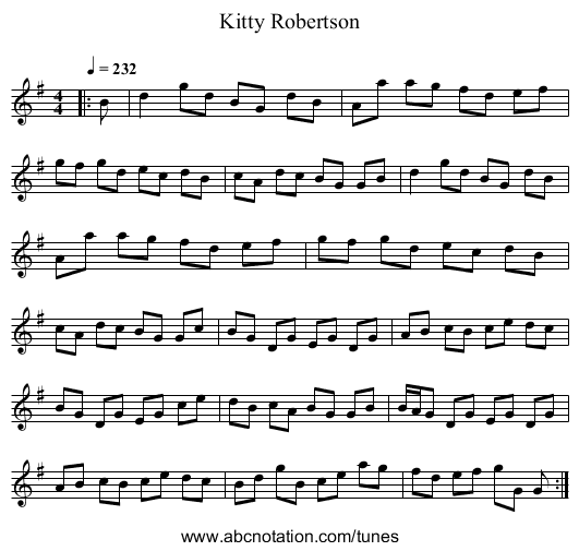 Kitty Robertson - staff notation