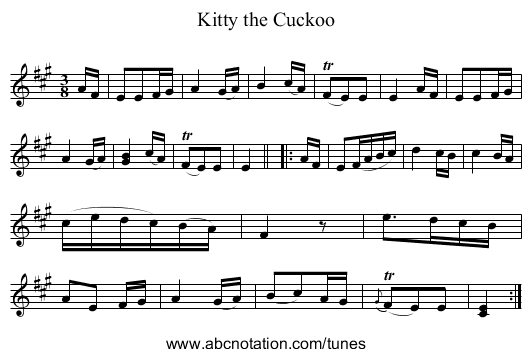 Kitty the Cuckoo - staff notation