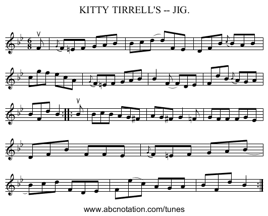 KITTY TIRRELL'S -- JIG. - staff notation