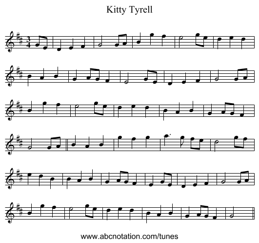 Kitty Tyrell - staff notation