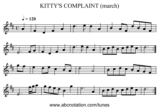 KITTY'S COMPLAINT (march) - staff notation