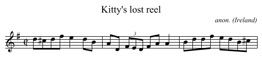 Kitty's lost reel - staff notation