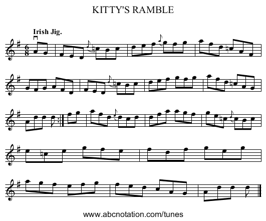 KITTY'S RAMBLE - staff notation