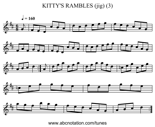 KITTY'S RAMBLES (jig) (3) - staff notation
