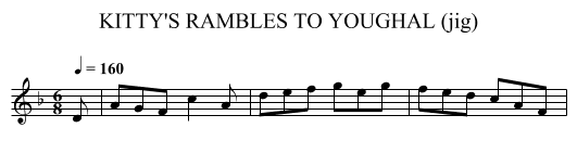 KITTY'S RAMBLES TO YOUGHAL (jig) - staff notation