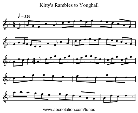 Kitty's Rambles to Youghall - staff notation