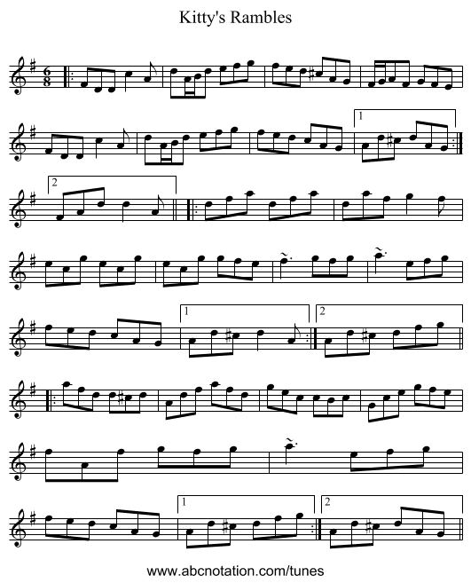 Kitty's Rambles - staff notation
