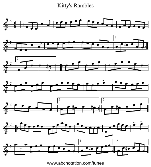Kitty's Rambles - staff notation