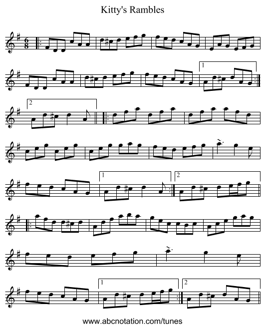 Kitty's Rambles - staff notation