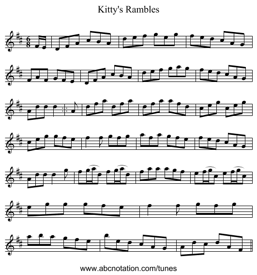 Kitty's Rambles - staff notation