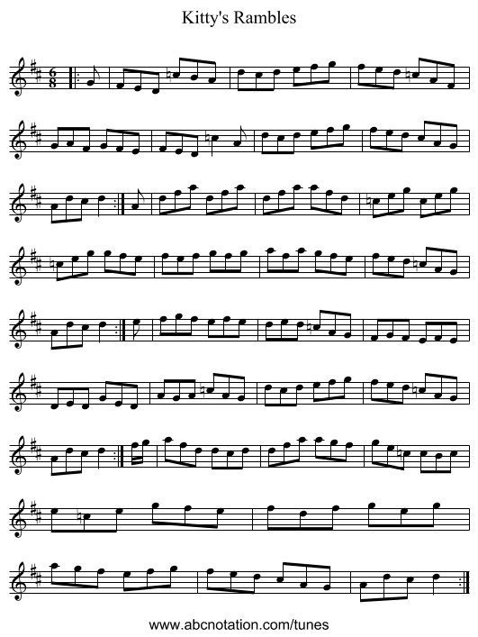 Kitty's Rambles - staff notation