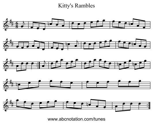 Kitty's Rambles - staff notation