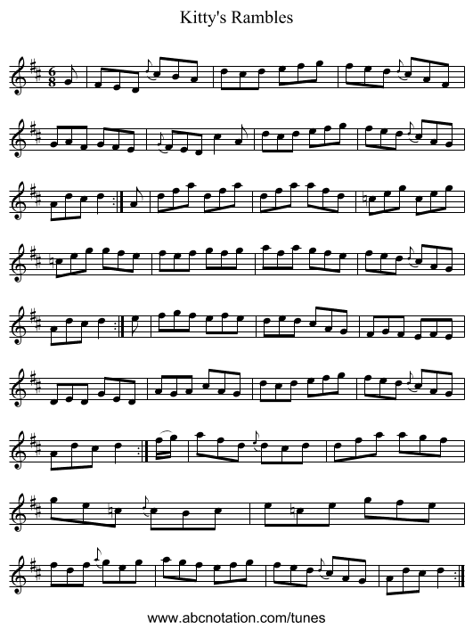 Kitty's Rambles - staff notation