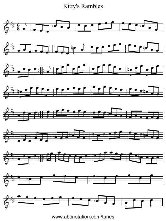 Kitty's Rambles - staff notation