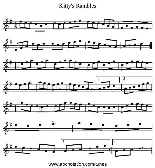 Kitty's Rambles - staff notation